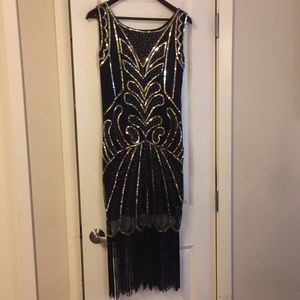 20’s style Black Dress with gold sequence